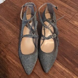 Sparkly closed toe kitten heels